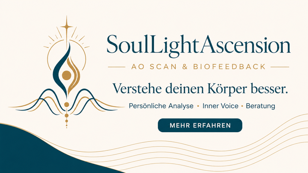 SoulLight Logo mit Schriftzug AO Scan und Slogan Verstehe deinen Körper besser. SoulLight AO Scan Header Logo