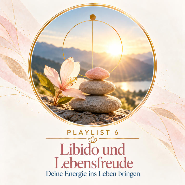 06 — Libido & Lebensfreude Quadratische Grafik für Playlist 6 „Libido und Lebensfreude – Deine Energie ins Leben bringen“ aus dem Buch von Ulrike Gomes Ascenso. Eine h